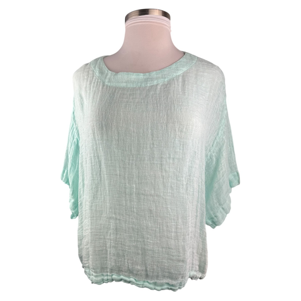 ✨2/$20 J. Jill Linen Mint Green Open Sheer Top Lagenlook Beachy Plus Size 1X - Picture 3 of 14
